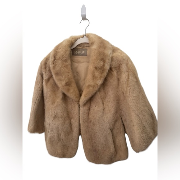 Lazarus Columbus furs natural light brown mink royal quality cape poncho - Picture 3 of 12